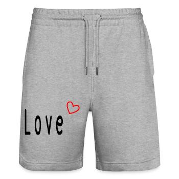 LOVE. CŒUR. CŒURS. COEUR. FÊTE DES PERES - Short de jogging bio TRAINER Stanley/Stella unisexe - gris chiné - Devant - Nik (191cm) & Marisol (170cm)