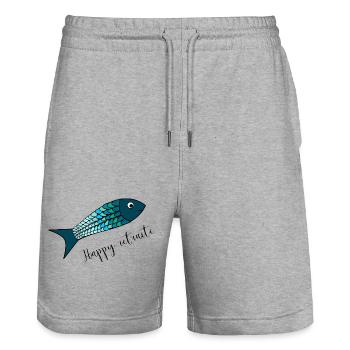 RETIREMENT. COLLEAGUE. RETIREMENT. RETIRED. RETIREMENT. - Stanley/Stella Trainer Unisex Organic Jogging Shorts - heather grey - Front - Nik (191cm) & Marisol (170cm)