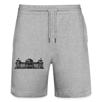 Berlin - Reichstag/Democracy - Stanley/Stella Trainer Unisex Organic Jogging Shorts - heather grey - Front - Nik (191cm) & Marisol (170cm)