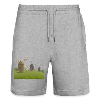 Moulins - Short de jogging bio TRAINER Stanley/Stella unisexe - gris chiné - Devant - Nik (191cm) & Marisol (170cm)