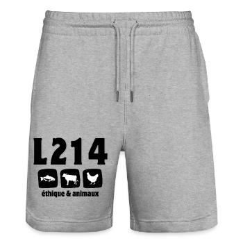 végan, protection des animaux, animaliste - Short de jogging bio TRAINER Stanley/Stella unisexe - gris chiné - Devant - Nik (191cm) & Marisol (170cm)