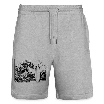 Old School Surfer - Stanley/Stella Unisex Bio Joggingshorts Trainer  - Grau meliert - Vorne - Nik (191cm) & Marisol (170cm)