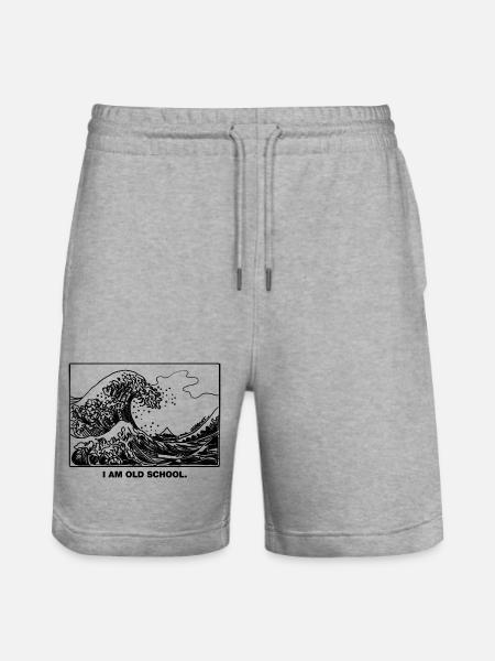 Old School Wave - Stanley/Stella Trainer Unisex Organic Jogging Shorts - heather grey