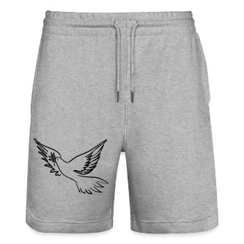 Dove of Peace / Pace / Peace - Stanley/Stella Trainer Unisex Organic Jogging Shorts - heather grey - Front - Nik (191cm) & Marisol (170cm)