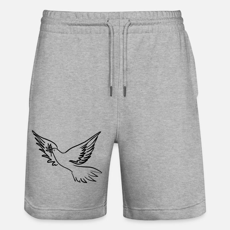 Friedenstaube / Pace / Peace - Stanley/Stella Unisex Bio Joggingshorts Trainer  - Grau meliert