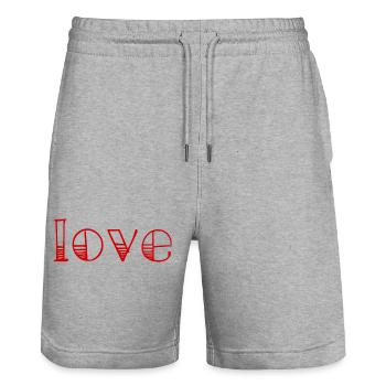 LOVE. COUPLE. JUST MARRIED. EVJF. SAINT VALENTIN. - Short de jogging bio TRAINER Stanley/Stella unisexe - gris chiné - Devant - Nik (191cm) & Marisol (170cm)