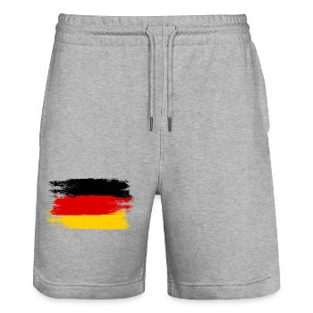 Deutschlandflagge, Viva Germany, ein Symbol der Einheit - Stanley/Stella Unisex Bio Joggingshorts Trainer  - Grau meliert - Vorne - Nik (191cm) & Marisol (170cm)