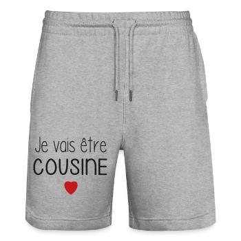 Ich werde ein Cousin sein - Herz - Stanley/Stella Unisex Bio Joggingshorts Trainer  - Grau meliert - Vorne - Nik (191cm) & Marisol (170cm)