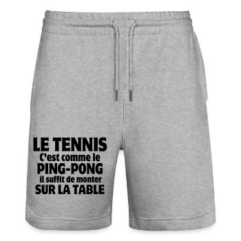 tennis, tennis comedy, table tennis - Stanley/Stella Trainer Unisex Organic Jogging Shorts - heather grey - Front - Nik (191cm) & Marisol (170cm)