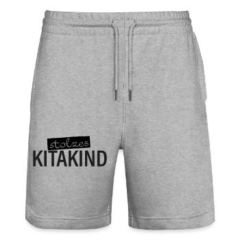 Stolzes Kitakind Kindergarten Kita - Stanley/Stella Unisex Bio Joggingshorts Trainer  - Grau meliert - Vorne - Nik (191cm) & Marisol (170cm)