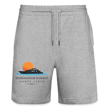 Home port Monaco - Stanley/Stella Trainer Unisex Organic Jogging Shorts - heather grey - Front - Nik (191cm) & Marisol (170cm)