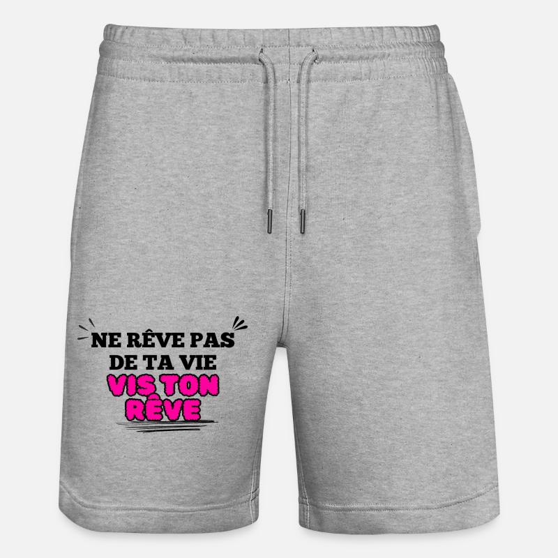 Message Inspirant Visuel florale rose - Short de jogging bio TRAINER Stanley/Stella unisexe - gris chiné