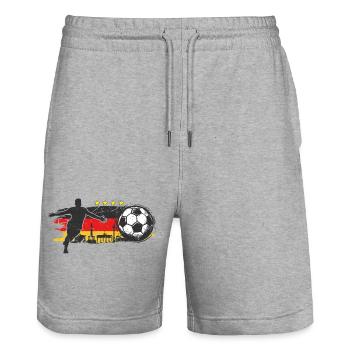 Deutschland Fußball - Stanley/Stella Unisex Bio Joggingshorts Trainer  - Grau meliert - Vorne - Nik (191cm) & Marisol (170cm)