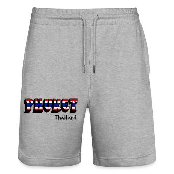 Phuket Thailand flag design - Stanley/Stella Trainer Unisex Organic Jogging Shorts - heather grey - Front - Nik (191cm) & Marisol (170cm)