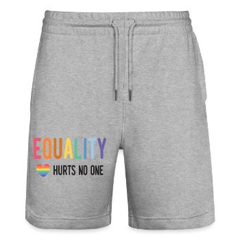 LGBT Pride Month - Equality Hurts No One - Stanley/Stella Trainer Unisex Organic Jogging Shorts - heather grey - Front - Nik (191cm) & Marisol (170cm)