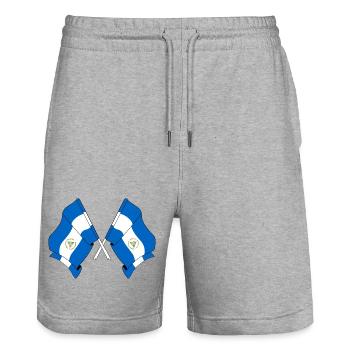 Deux drapeaux du Nicaragua - Short de jogging bio TRAINER Stanley/Stella unisexe - gris chiné - Devant - Nik (191cm) & Marisol (170cm)