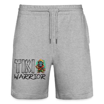 Tiki Warrior Collection - Stanley/Stella Trainer Unisex Organic Jogging Shorts - heather grey - Front - Nik (191cm) & Marisol (170cm)
