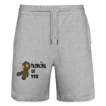 Thinking of you - Stanley/Stella Unisex Bio Joggingshorts Trainer  - Grau meliert - Vorne - Nik (191cm) & Marisol (170cm)