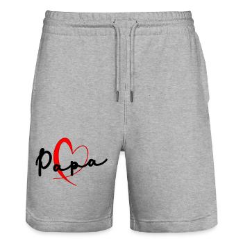 DAD. FATHER'S DAY. HAPPY FATHER'S DAY. HAPPY BIRTHDAY. - Stanley/Stella Trainer Unisex Organic Jogging Shorts - heather grey - Front - Nik (191cm) & Marisol (170cm)