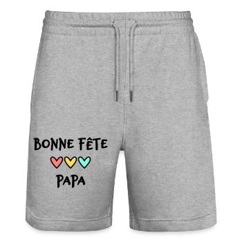DAD. FATHER'S DAY. HAPPY FATHER'S DAY. HAPPY BIRTHDAY. - Stanley/Stella Trainer Unisex Organic Jogging Shorts - heather grey - Front - Nik (191cm) & Marisol (170cm)