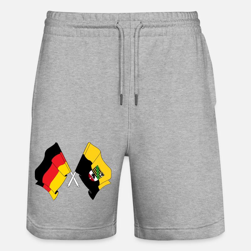 Drapeau Allemagne, drapeau saxe-anhalt croisé - Short de jogging bio TRAINER Stanley/Stella unisexe - gris chiné