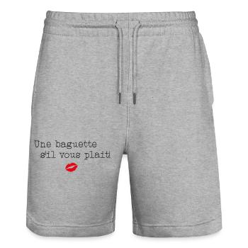 Une baguette s'il vous plait! - Little French - Stanley/Stella Trainer Unisex Organic Jogging Shorts - heather grey - Front - Nik (191cm) & Marisol (170cm)