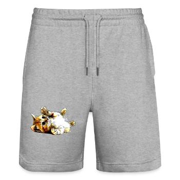 Süße liegende Katze - Stanley/Stella Unisex Bio Joggingshorts Trainer  - Grau meliert - Vorne - Nik (191cm) & Marisol (170cm)