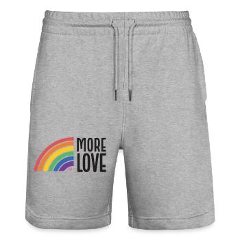 LGBT Pride Month - More Love - Stanley/Stella Trainer Unisex Organic Jogging Shorts - heather grey - Front - Nik (191cm) & Marisol (170cm)