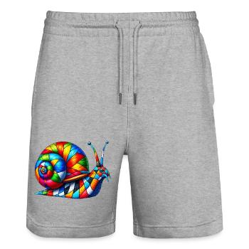Escargot - Short de jogging bio TRAINER Stanley/Stella unisexe - gris chiné - Devant - Nik (191cm) & Marisol (170cm)
