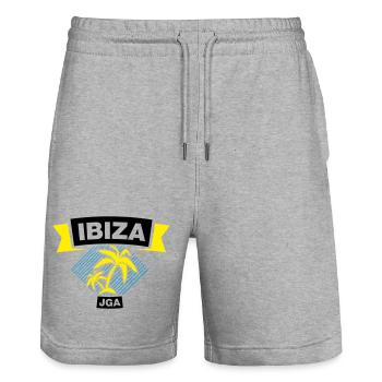 Equipe d’enterrement de vie de garçon IBIZA - Short de jogging bio TRAINER Stanley/Stella unisexe - gris chiné - Devant - Nik (191cm) & Marisol (170cm)