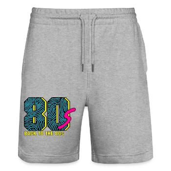 Retour aux années 80 - Short de jogging bio TRAINER Stanley/Stella unisexe - gris chiné - Devant - Nik (191cm) & Marisol (170cm)