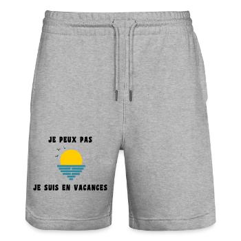 PAPA. OPA. VATERTAG. GELIEBTE. MEISTER - Stanley/Stella Unisex Bio Joggingshorts Trainer  - Grau meliert - Vorne - Nik (191cm) & Marisol (170cm)
