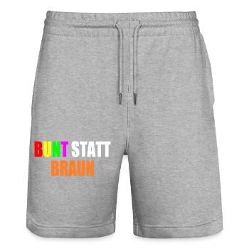 bunt statt braun - Stanley/Stella Unisex Bio Joggingshorts Trainer  - Grau meliert - Vorne - Nik (191cm) & Marisol (170cm)