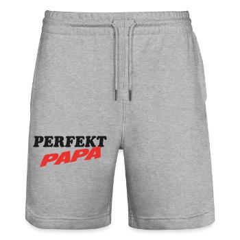 PERFEKT DAD - Stanley/Stella Unisex Bio Joggingshorts Trainer  - Grau meliert - Vorne - Nik (191cm) & Marisol (170cm)