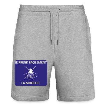 Ich fange die Fliege leicht - Stanley/Stella Unisex Bio Joggingshorts Trainer  - Grau meliert - Vorne - Nik (191cm) & Marisol (170cm)