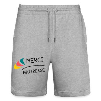 GELIEBTE. VIELEN DANK. DANKE HERRIN. GELIEBTE - Stanley/Stella Unisex Bio Joggingshorts Trainer  - Grau meliert - Vorne - Nik (191cm) & Marisol (170cm)
