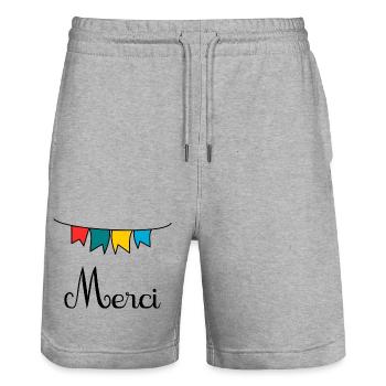 GELIEBTE. VIELEN DANK. DANKE HERRIN - Stanley/Stella Unisex Bio Joggingshorts Trainer  - Grau meliert - Vorne - Nik (191cm) & Marisol (170cm)