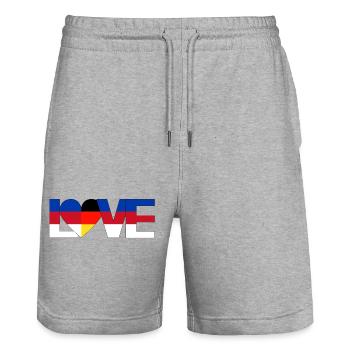love Sorbes Lusace, Haute-Lusace, Allemagne Home - Short de jogging bio TRAINER Stanley/Stella unisexe - gris chiné - Devant - Nik (191cm) & Marisol (170cm)