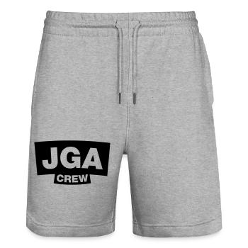 Bachelor Party Crew - Emblem - Stanley/Stella Trainer Unisex Organic Jogging Shorts - heather grey - Front - Nik (191cm) & Marisol (170cm)