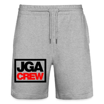 Bachelor Party Crew - Emblem - Stanley/Stella Trainer Unisex Organic Jogging Shorts - heather grey - Front - Nik (191cm) & Marisol (170cm)