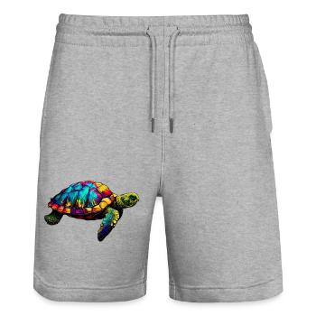 Turtle - Stanley/Stella Trainer Unisex Organic Jogging Shorts - heather grey - Front - Nik (191cm) & Marisol (170cm)