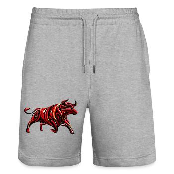Stier - Stanley/Stella Unisex Bio Joggingshorts Trainer  - Grau meliert - Vorne - Nik (191cm) & Marisol (170cm)