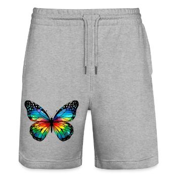 Butterfly - Stanley/Stella Trainer Unisex Organic Jogging Shorts - heather grey - Front - Nik (191cm) & Marisol (170cm)
