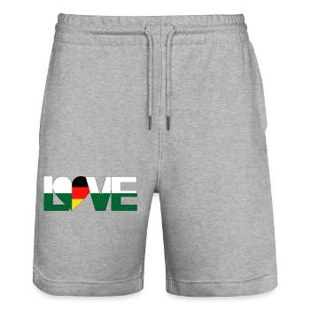 love Herz Sachsen Deutschland Heimatland - Stanley/Stella Unisex Bio Joggingshorts Trainer  - Grau meliert - Vorne - Nik (191cm) & Marisol (170cm)