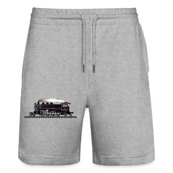 Railway Graphic - Stanley/Stella Trainer Unisex Organic Jogging Shorts - heather grey - Front - Nik (191cm) & Marisol (170cm)