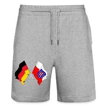 Drapeau Allemagne Thuringe - Short de jogging bio TRAINER Stanley/Stella unisexe - gris chiné - Devant - Nik (191cm) & Marisol (170cm)