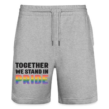 LGBT Pride Month - Together We Stand in Pride - Stanley/Stella Trainer Unisex Organic Jogging Shorts - heather grey - Front - Nik (191cm) & Marisol (170cm)