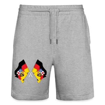 Drapeaux traversant la Sarre - Short de jogging bio TRAINER Stanley/Stella unisexe - gris chiné - Devant - Nik (191cm) & Marisol (170cm)