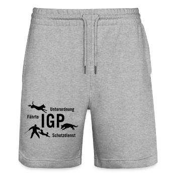 IGP Hundesport - schwarz - Stanley/Stella Unisex Bio Joggingshorts Trainer  - Grau meliert - Vorne - Nik (191cm) & Marisol (170cm)