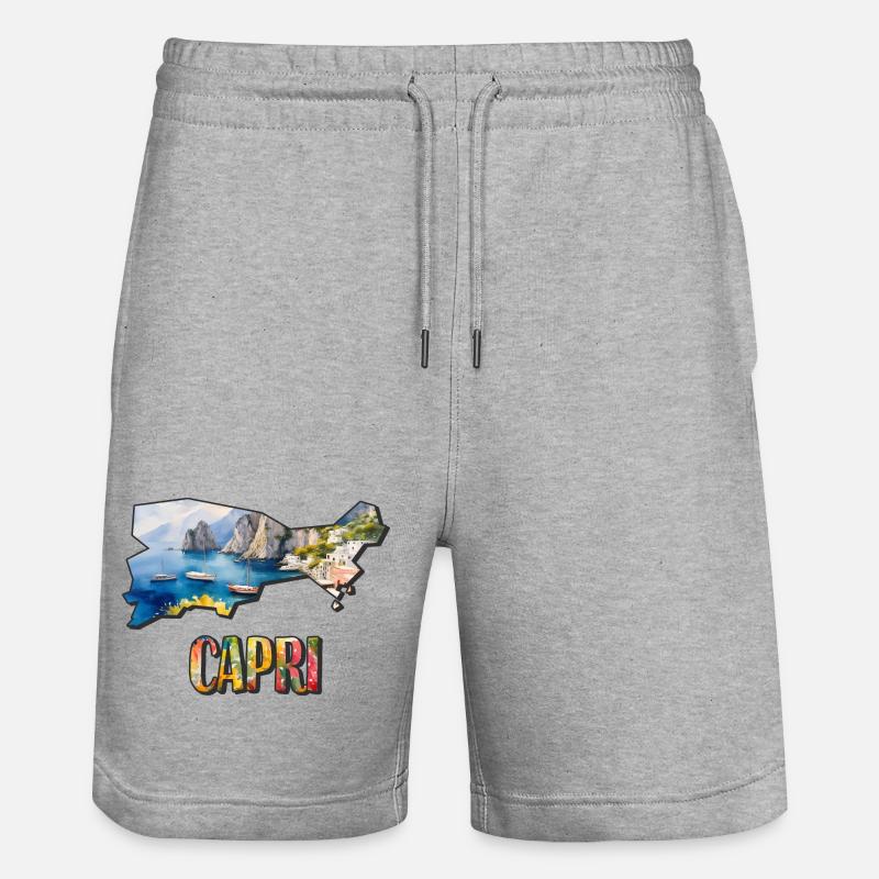 Carte à l’aquarelle Capri - Short de jogging bio TRAINER Stanley/Stella unisexe - gris chiné